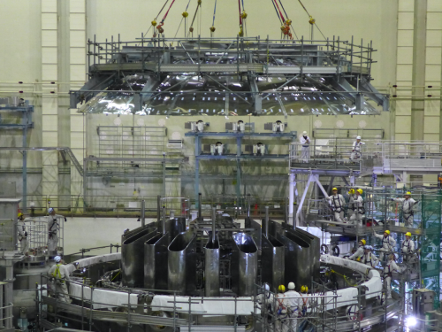 Figure1 Top cryostat thermal shields being installed