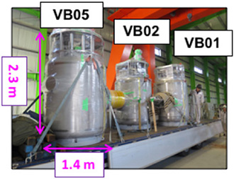 図2. 那珂核融合研究所に納品されたVB01, VB02, VB05の画像
