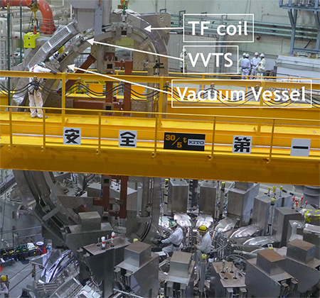 photo of Figure 2. 18th TF coil and VVTS assembled onto final 20°VV sector