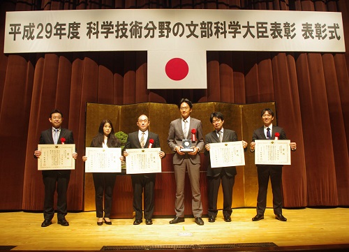 photo of from left: Mr Orikasa(Toshiba), Ms Takei, Mr Iwata, Mr Yamaya, Mr Yoshida, Mr Tashima