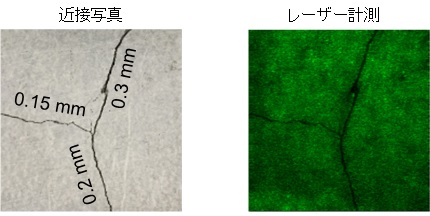 レーザーによるコンクリート表面のひび割れの検出