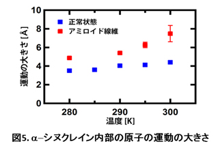 図5.αシヌクレイン内部の原子の運動の大きさグラフ