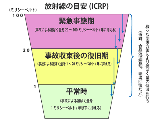 放射線の目安(ICRP)の画像