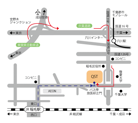 QST千葉地区への交通案内図