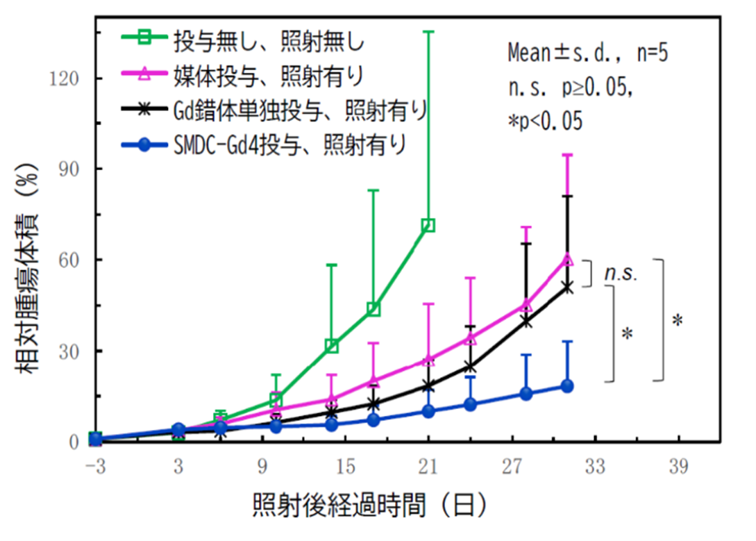 SMDC-Gdを用いた中性子捕捉療法における腫瘍の増殖抑制効果