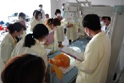 実習風景３ Ｘ線撮影時の被ばく防護