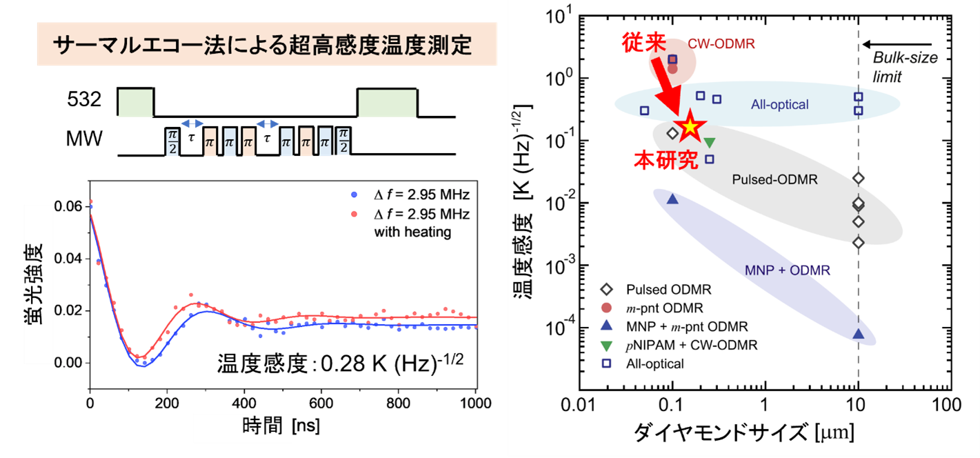 サーマルエコー法による超高感度温度測定と従来に比べた測定感度の向上