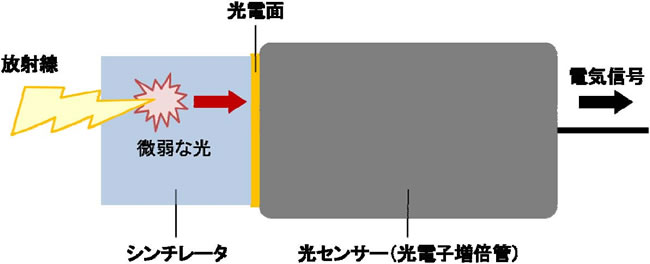 放射線検出器の概念図。