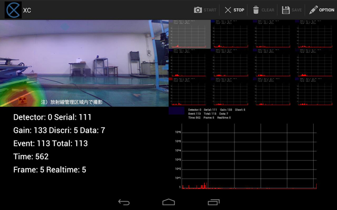 密封線源の撮像結果（タブレットＰＣの画面）