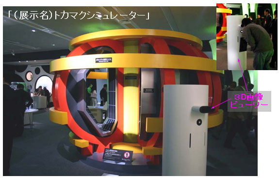 トカマク型核融合模型と3D画像ビューワーの画像