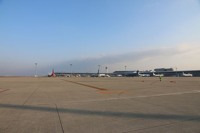 空港の滑走路近くの様子