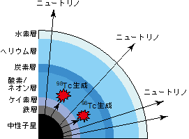 図1　超新星爆発ニュートリノによる元素生成の模式図の画像