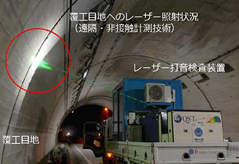 道路トンネル目地部におけるレーザー打音検査状況　1枚目